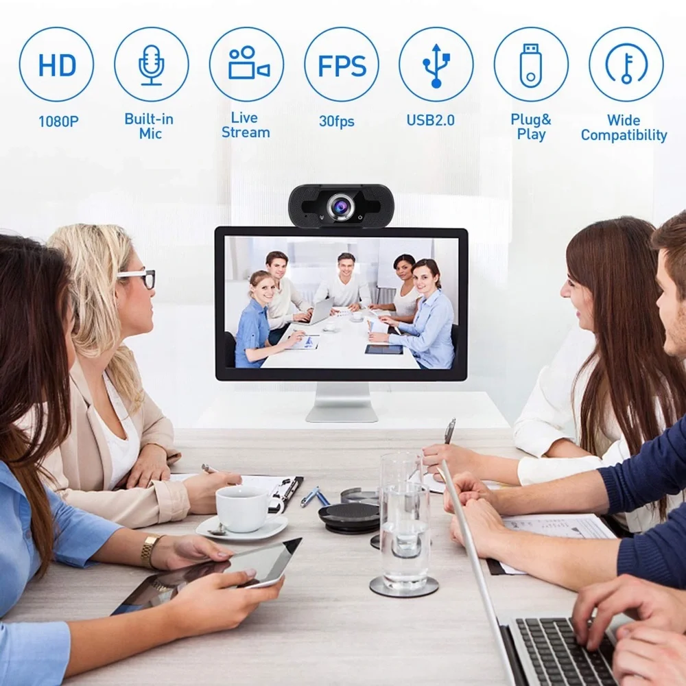 HD Webcam Microphone Streaming USB PC Laptop Webcam Plug and Play Web Camera